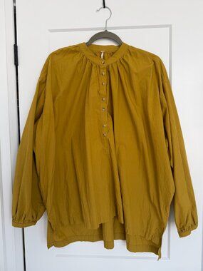 Free People Green Oversize Blouse With Button Detail